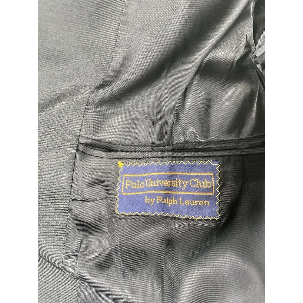 Polo University Club Tuxedo Jacket 38 R Black Wool Luxury Designer Ralph Lauren